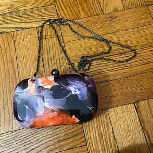 Hard case floral clutch